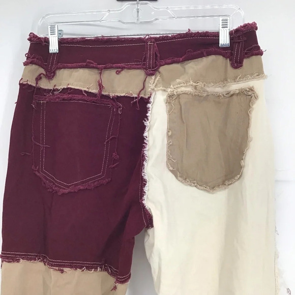 “Jeans” Brand Y2K style Patchwork Mid-Rise Straight Leg Stretch Pants Size L - Picture 4 of 5